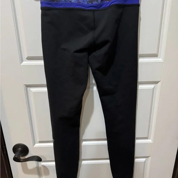 Ivivva Black Leggings with Purple and Floral Waistband - Picture 4 of 5